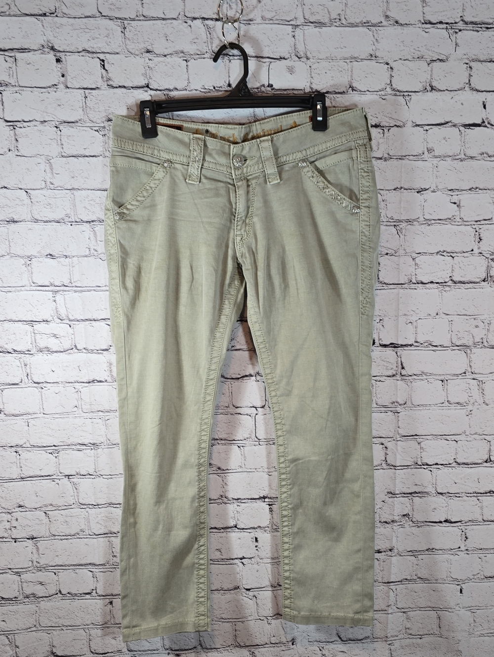 Rock Revival Women's Khaki Low-Rise Cropped Pants Size 29